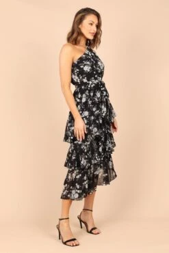 Brigette One Shoulder Tiered Midi Dress - Black Floral 11 Brigette One Shoulder Tiered Midi Dress - Black Floral -Clothing Discount Shop petal and pup usa dresses brigette one shoulder tiered maxi dress black floral 32380558278833