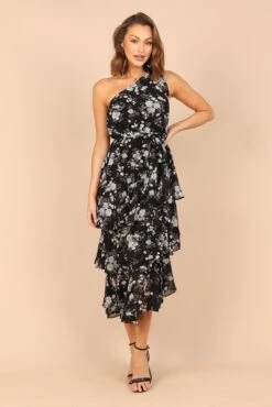 Brigette One Shoulder Tiered Midi Dress - Black Floral 12 Brigette One Shoulder Tiered Midi Dress - Black Floral -Clothing Discount Shop petal and pup usa dresses brigette one shoulder tiered maxi dress black floral 32380558311601