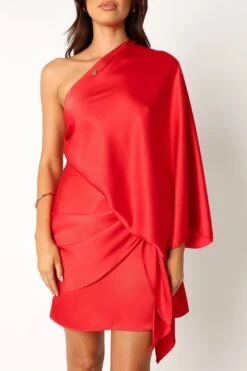Carmen One Shoulder Mini Dress - Sunset Red 17 Carmen One Shoulder Mini Dress - Sunset Red -Clothing Discount Shop petal and pup usa dresses carmen one shoulder mini dress sunset red 34011644166321