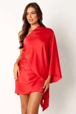 Carmen One Shoulder Mini Dress - Sunset Red 18 Carmen One Shoulder Mini Dress - Sunset Red -Clothing Discount Shop petal and pup usa dresses carmen one shoulder mini dress sunset red 34011644199089