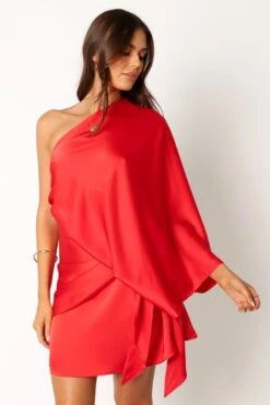 Carmen One Shoulder Mini Dress - Sunset Red 19 Carmen One Shoulder Mini Dress - Sunset Red -Clothing Discount Shop petal and pup usa dresses carmen one shoulder mini dress sunset red 34011644231857