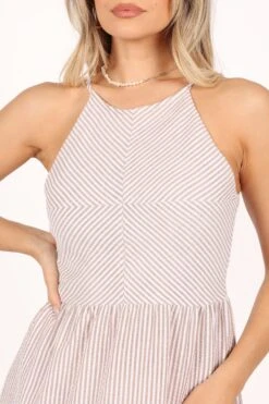 Caspian Tiered Maxi Dress - Tan Stripe -Clothing Discount Shop petal and pup usa dresses caspian tiered maxi dress tan stripe 33520564961457