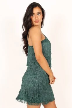 Chrissy Halterneck Mini Dress - Dark Green -Clothing Discount Shop petal and pup usa dresses chrissy halterneck mini dress dark green 33836348440753