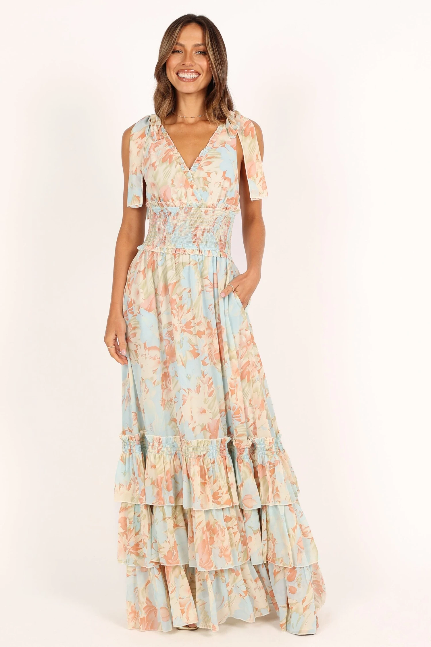 Christabel Tiered Maxi Dress - Blue Floral 7 Christabel Tiered Maxi Dress - Blue Floral - Image 5