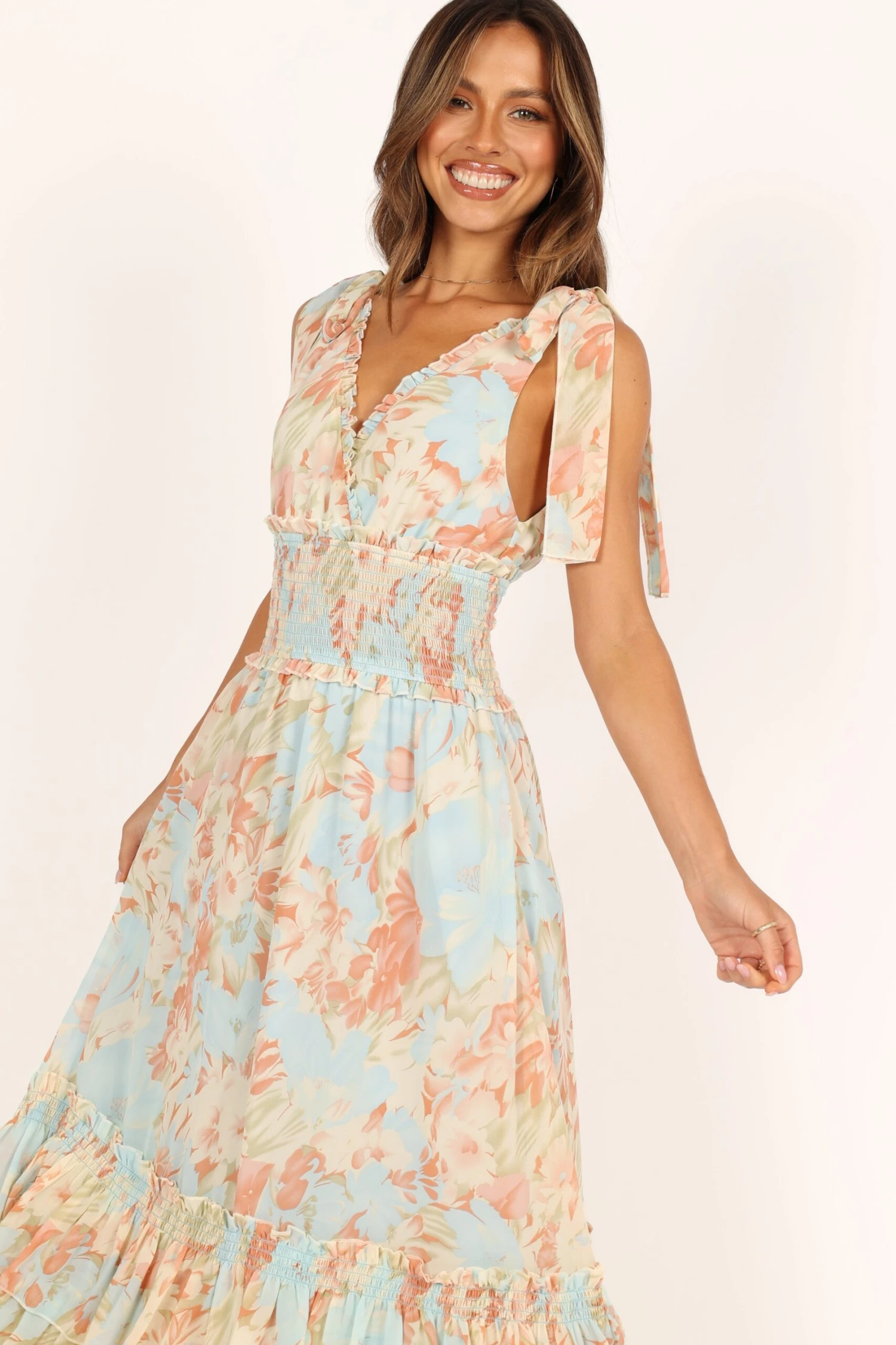 Christabel Tiered Maxi Dress - Blue Floral 8 Christabel Tiered Maxi Dress - Blue Floral - Image 6