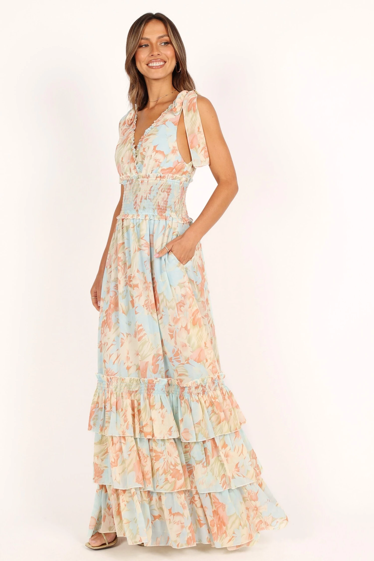 Christabel Tiered Maxi Dress - Blue Floral 10 Christabel Tiered Maxi Dress - Blue Floral - Image 8