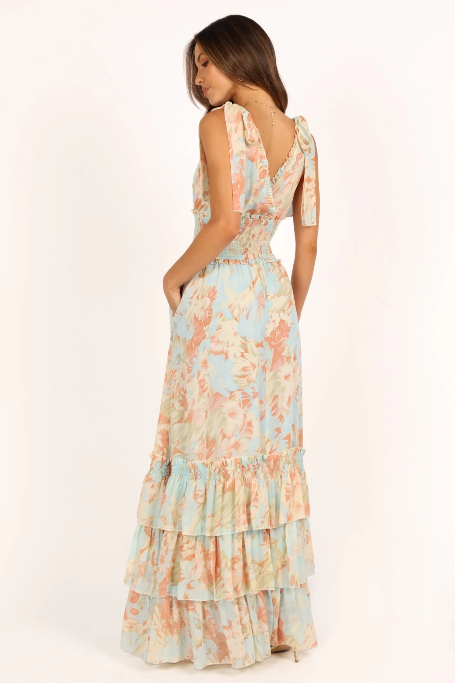 Christabel Tiered Maxi Dress - Blue Floral 11 Christabel Tiered Maxi Dress - Blue Floral - Image 9