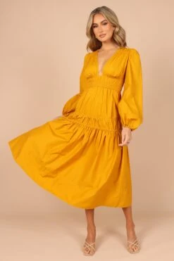 Dani Long Sleeve Maxi Dress - Mustard