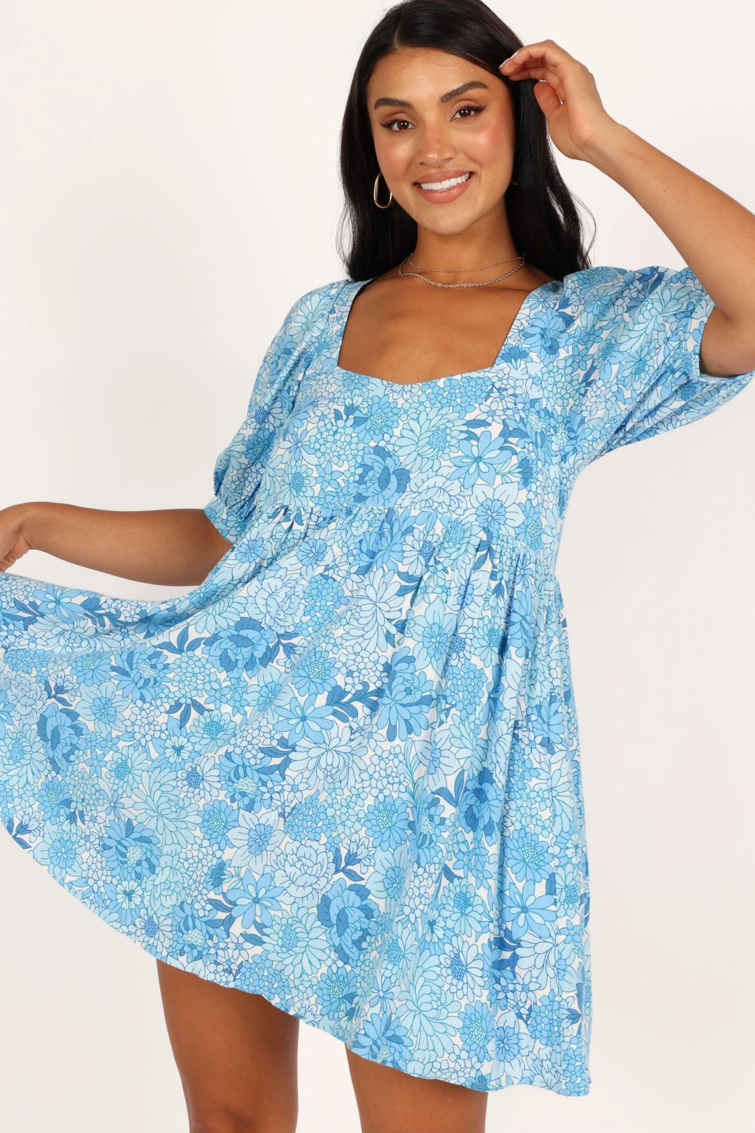 Delaney Mini Dress - Blue Floral 3 Delaney Mini Dress - Blue Floral
