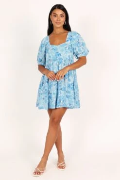 Delaney Mini Dress - Blue Floral 12 Delaney Mini Dress - Blue Floral -Clothing Discount Shop petal and pup usa dresses delaney mini dress blue floral 33481572942001