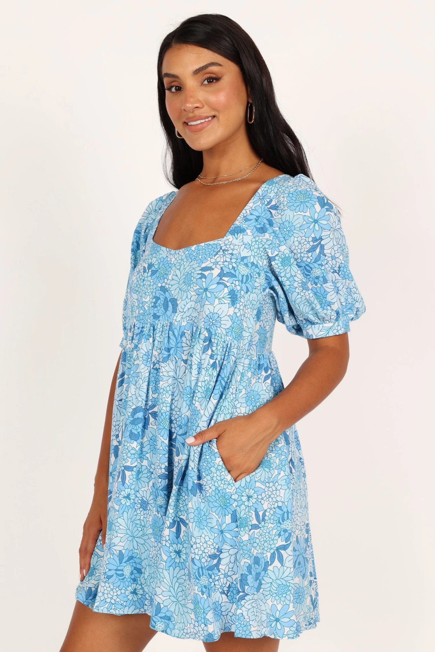 Delaney Mini Dress - Blue Floral 7 Delaney Mini Dress - Blue Floral - Image 5