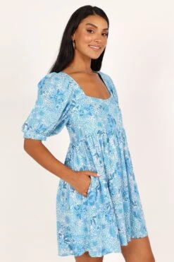 Delaney Mini Dress - Blue Floral 14 Delaney Mini Dress - Blue Floral -Clothing Discount Shop petal and pup usa dresses delaney mini dress blue floral 33481573007537