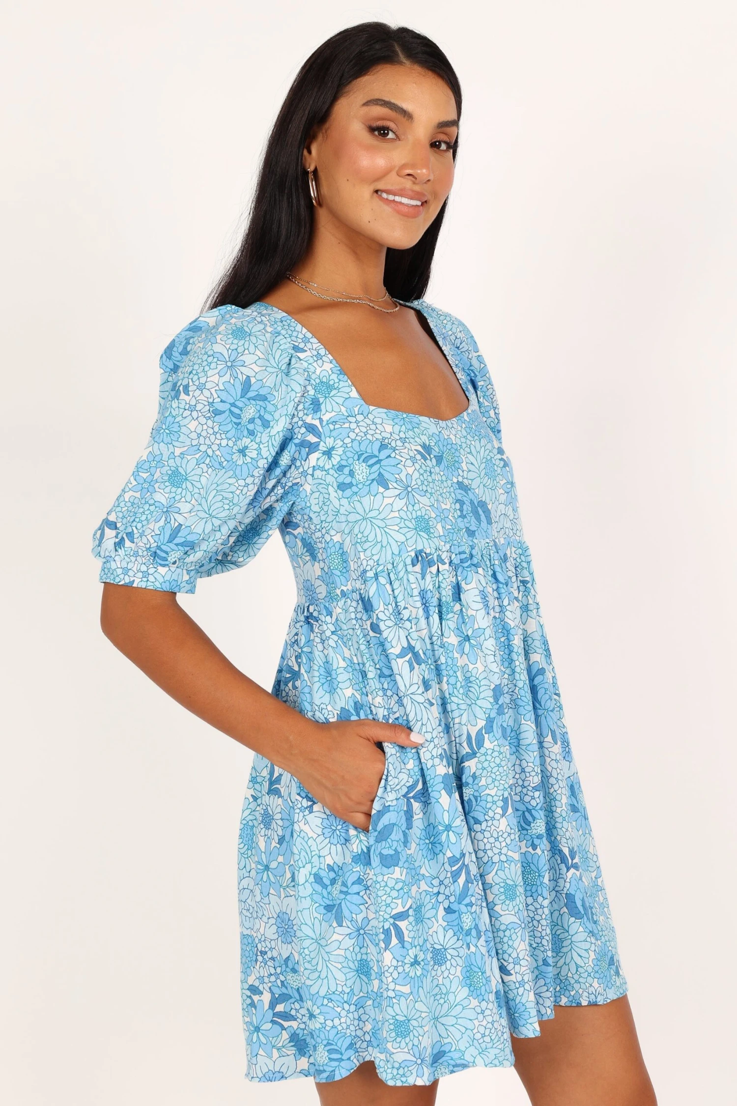 Delaney Mini Dress - Blue Floral 8 Delaney Mini Dress - Blue Floral - Image 6