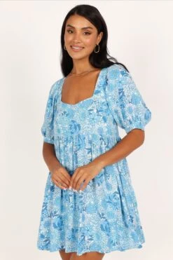 Delaney Mini Dress - Blue Floral 15 Delaney Mini Dress - Blue Floral -Clothing Discount Shop petal and pup usa dresses delaney mini dress blue floral 33481573040305