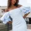 Fern Puff Sleeve Mini Dress - Icy Blue 1 Fern Puff Sleeve Mini Dress - Icy Blue -Clothing Discount Shop petal and pup usa dresses fern puff sleeve mini dress icy blue 33340287582385