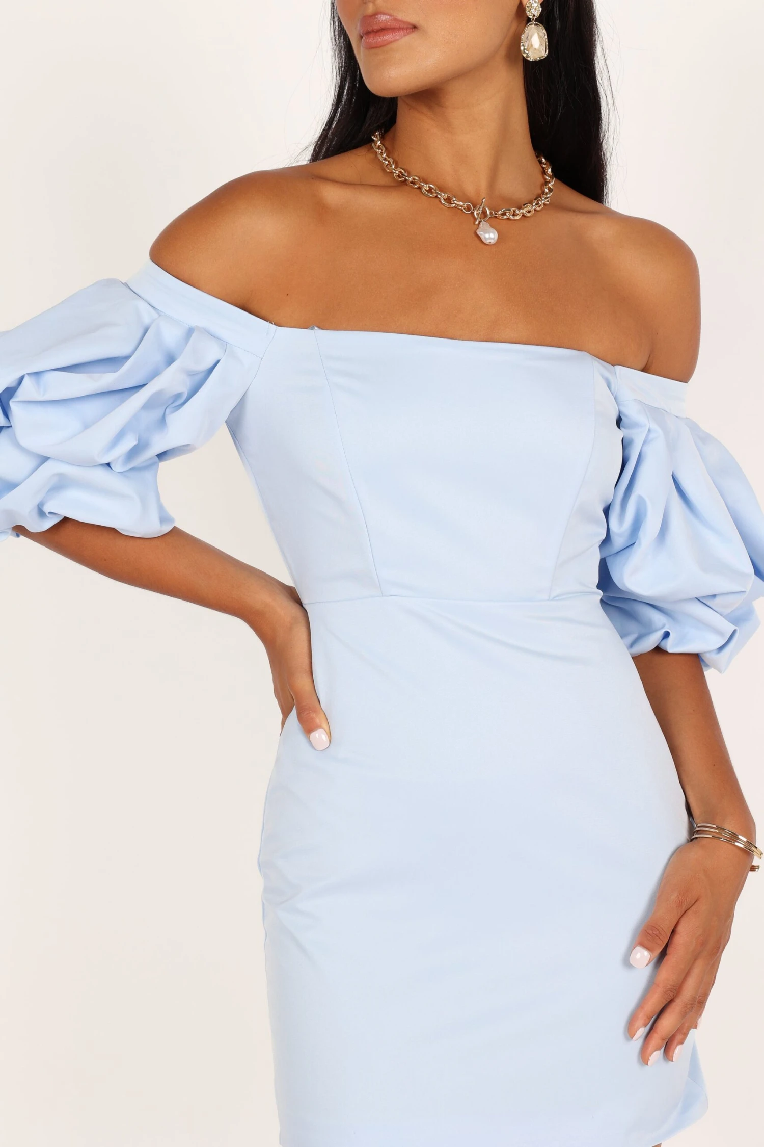 Fern Puff Sleeve Mini Dress - Icy Blue 7 Fern Puff Sleeve Mini Dress - Icy Blue - Image 5