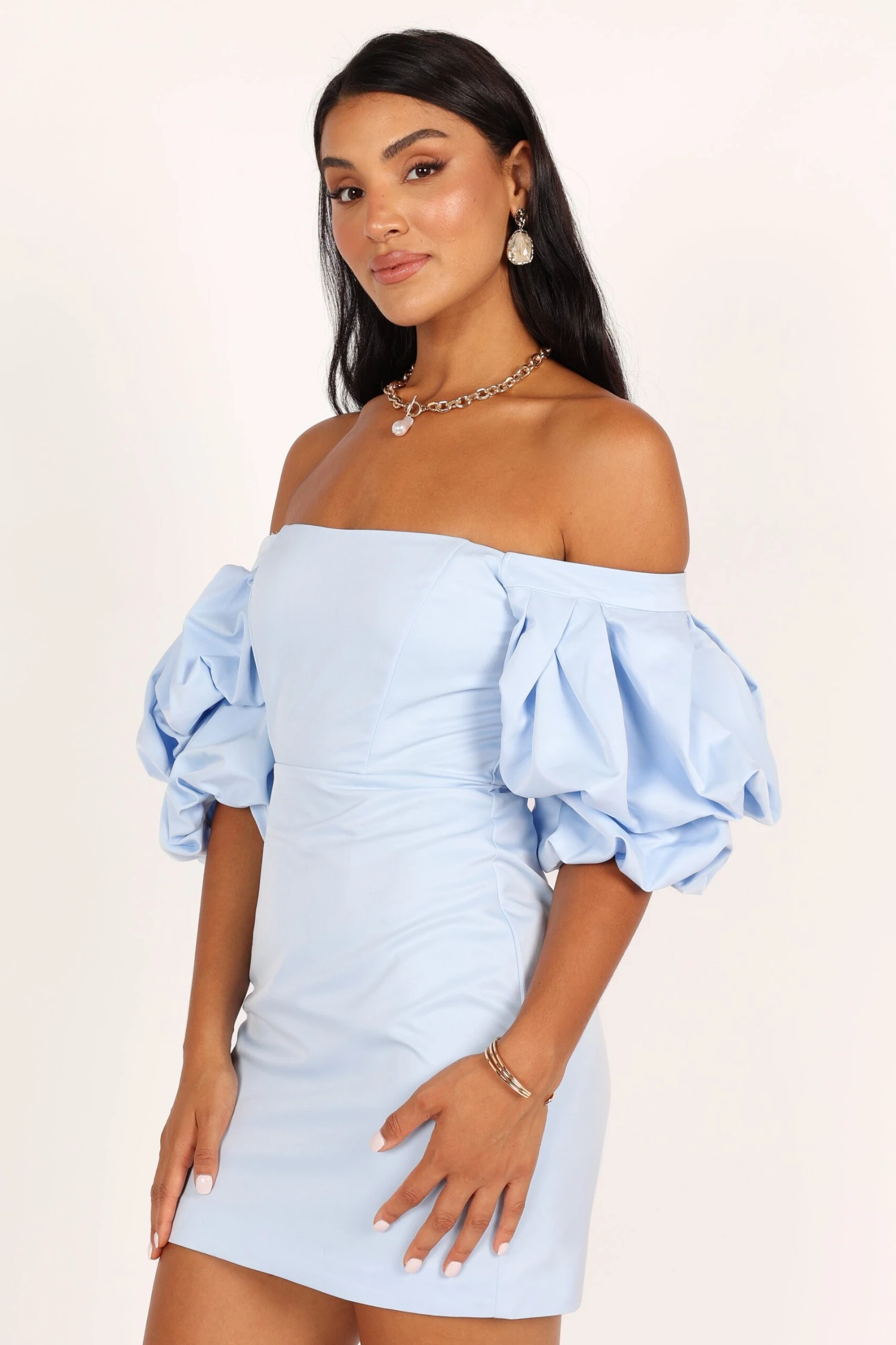 Fern Puff Sleeve Mini Dress - Icy Blue 8 Fern Puff Sleeve Mini Dress - Icy Blue - Image 6