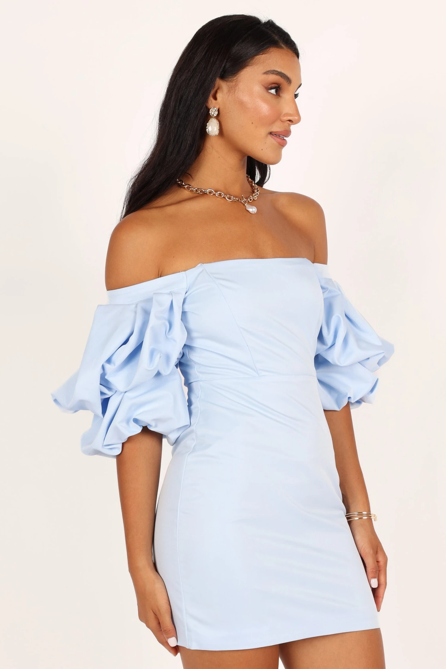 Fern Puff Sleeve Mini Dress - Icy Blue 10 Fern Puff Sleeve Mini Dress - Icy Blue - Image 8