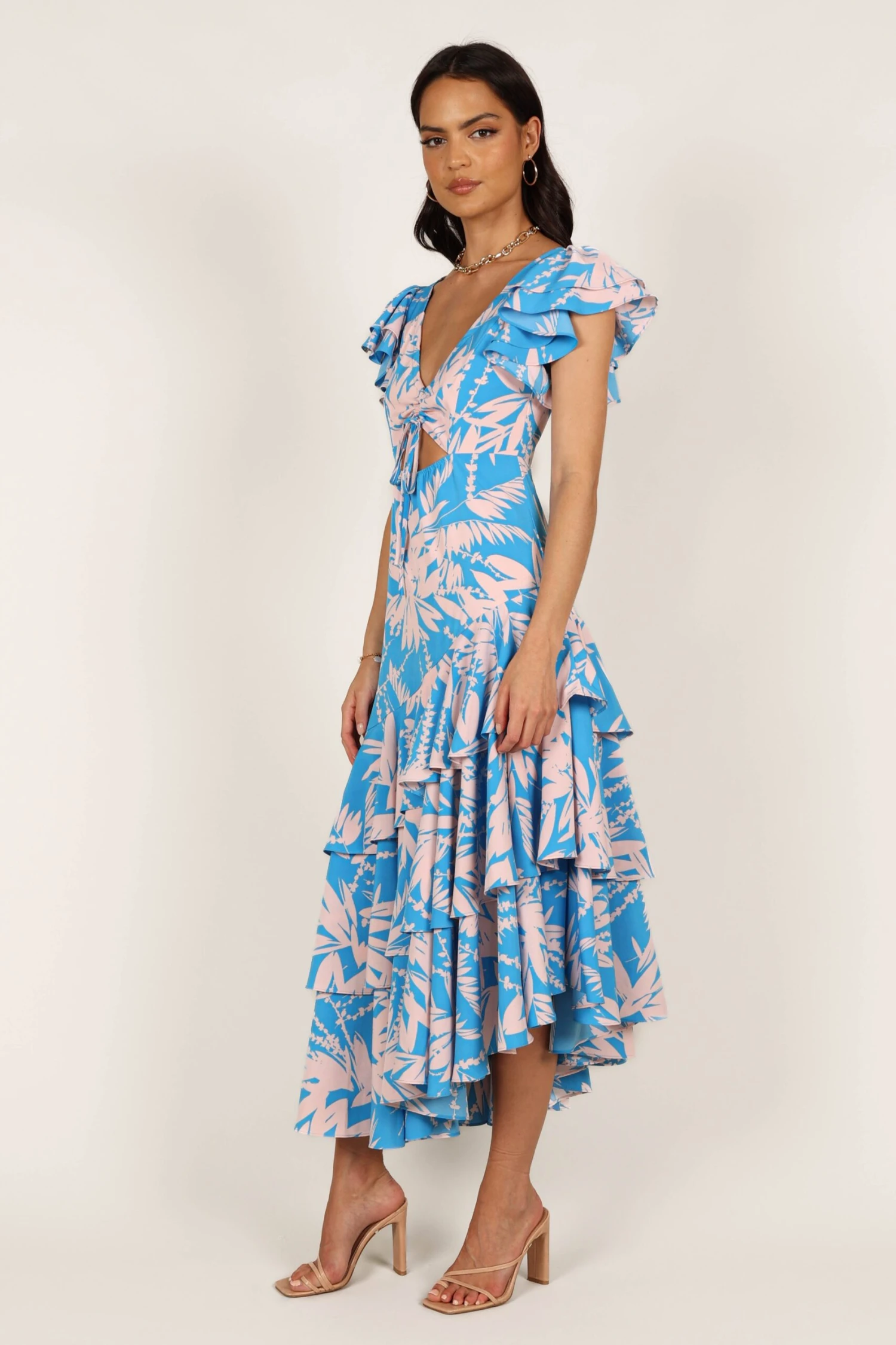 Flick Tiered Maxi Dress - Blue Floral 7 Flick Tiered Maxi Dress - Blue Floral - Image 5