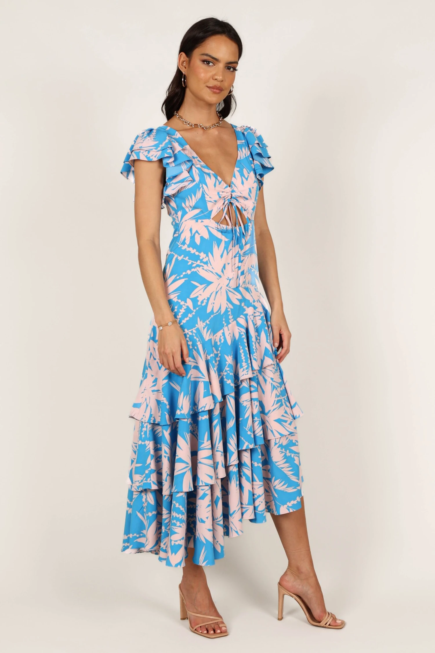 Flick Tiered Maxi Dress - Blue Floral 10 Flick Tiered Maxi Dress - Blue Floral - Image 8