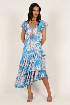 Flick Tiered Maxi Dress - Blue Floral 16 Flick Tiered Maxi Dress - Blue Floral -Clothing Discount Shop petal and pup usa dresses flick tiered maxi dress blue floral 33173382103217