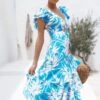 Flick Tiered Maxi Dress - Blue Floral -Clothing Discount Shop petal and pup usa dresses flick tiered maxi dress blue floral 33210183975089