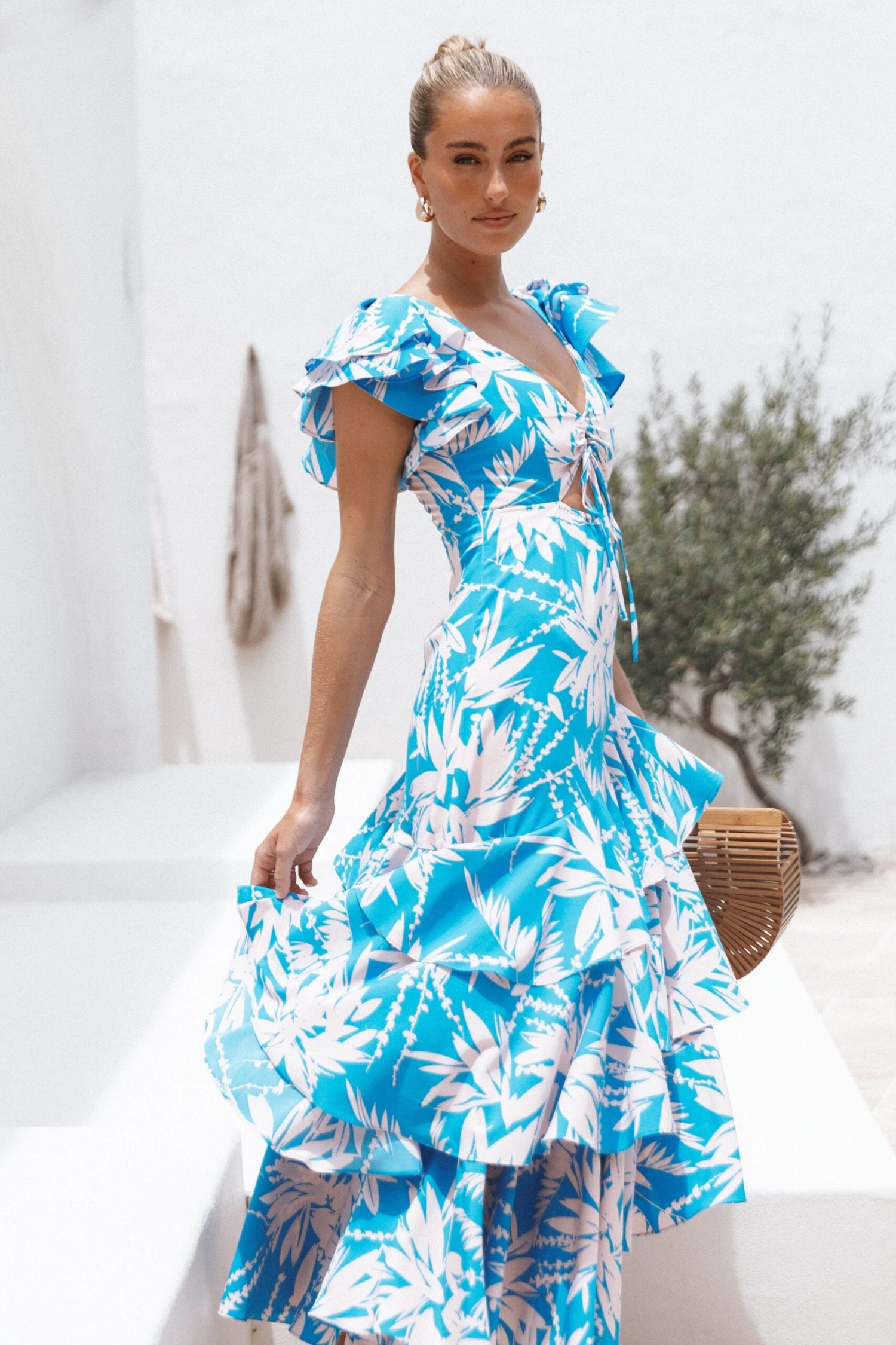 Flick Tiered Maxi Dress - Blue Floral 3 Flick Tiered Maxi Dress - Blue Floral