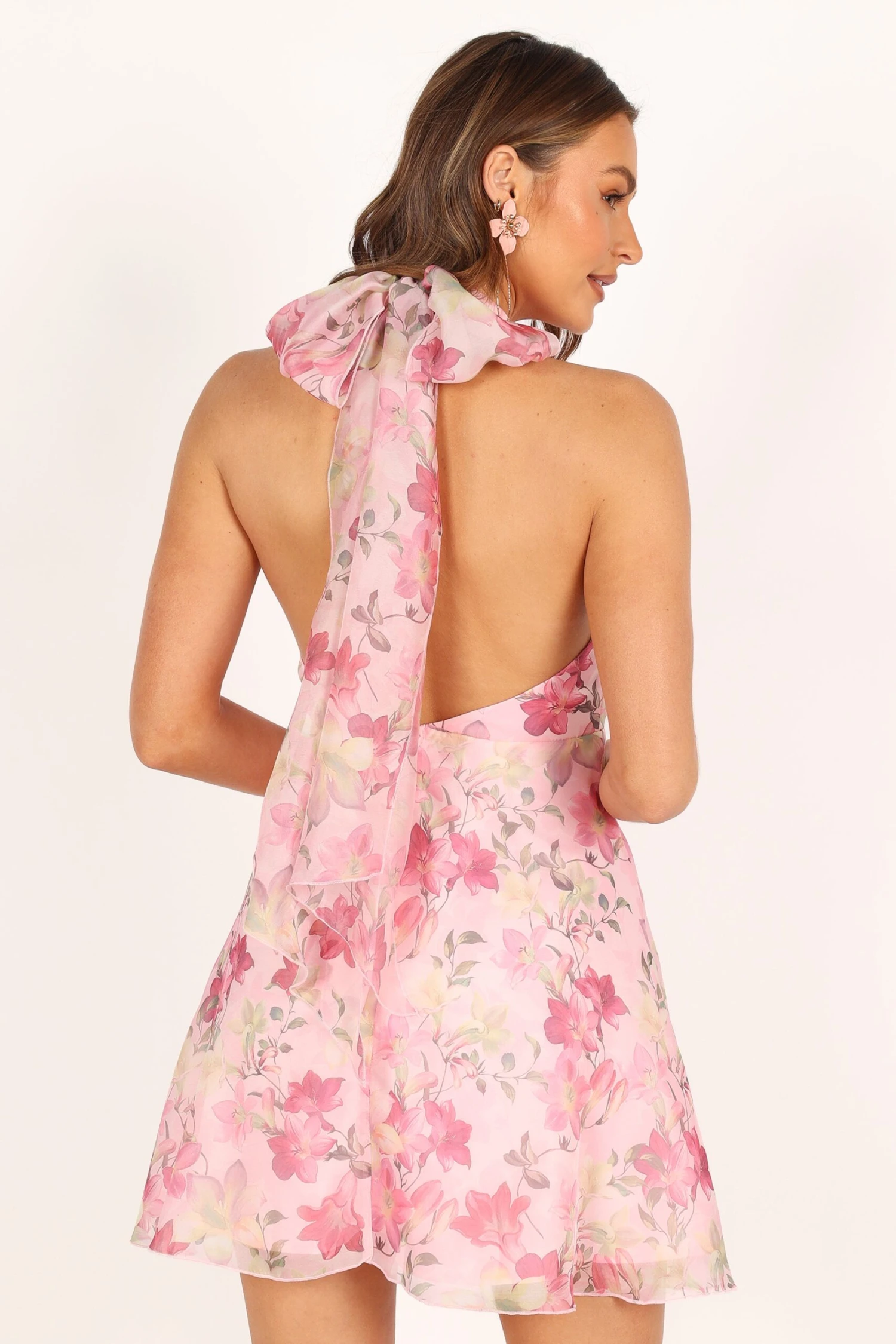 Gardenia Halter Mini Dress - Pink Floral 11 Gardenia Halter Mini Dress - Pink Floral - Image 9