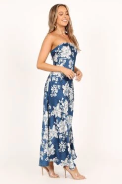 Gemma Strapless Maxi Dress - Blue Floral -Clothing Discount Shop petal and pup usa dresses gemma strapless maxi dress blue floral 33543064846513