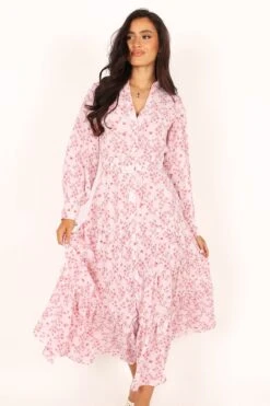 Haydee Long Sleeve Maxi Dress - Pink Floral -Clothing Discount Shop petal and pup usa dresses haydee long sleeve maxi dress pink floral 33987166240945