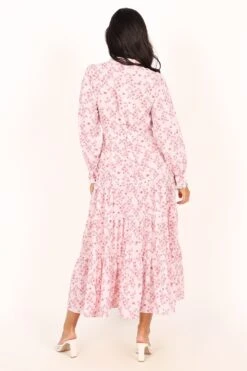 Haydee Long Sleeve Maxi Dress - Pink Floral -Clothing Discount Shop petal and pup usa dresses haydee long sleeve maxi dress pink floral 33987166273713