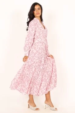 Haydee Long Sleeve Maxi Dress - Pink Floral -Clothing Discount Shop petal and pup usa dresses haydee long sleeve maxi dress pink floral 33987166437553