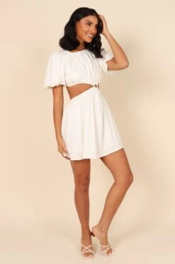Joanna Cut Out Mini Dress - White -Clothing Discount Shop petal and pup usa dresses joanna cut out mini dress white 32129770717361