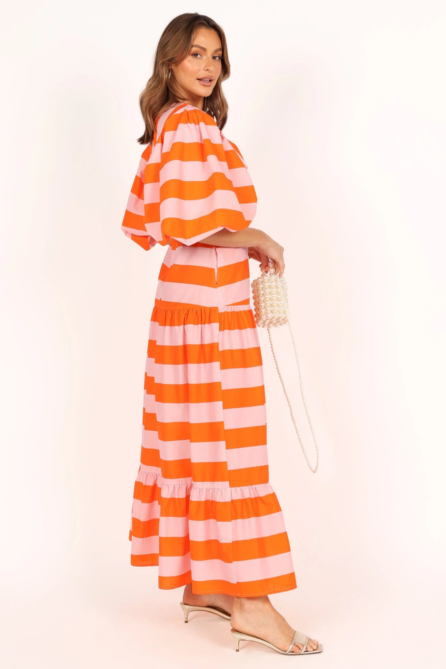 Lucia Puff Sleeve Maxi Dress - Pink Stripe 9 Lucia Puff Sleeve Maxi Dress - Pink Stripe - Image 7