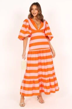 Lucia Puff Sleeve Maxi Dress - Pink Stripe 19 Lucia Puff Sleeve Maxi Dress - Pink Stripe -Clothing Discount Shop petal and pup usa dresses lucia puff sleeve maxi dress pink stripe 33543065764017