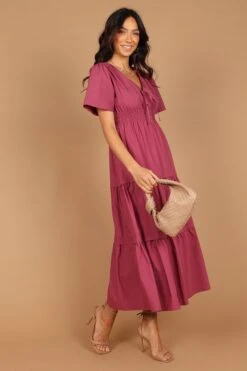 Madelyn Tiered Maxi Dress - Berry -Clothing Discount Shop petal and pup usa dresses madelyn tiered maxi dress berry 32465729683633