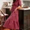Madelyn Tiered Maxi Dress - Berry 2 Madelyn Tiered Maxi Dress - Berry -Clothing Discount Shop petal and pup usa dresses madelyn tiered maxi dress berry 32537017385137