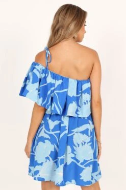 Maeva One Shoulder Mini Dress - Blue Floral -Clothing Discount Shop petal and pup usa dresses maeva one shoulder mini dress blue floral 33488435904689
