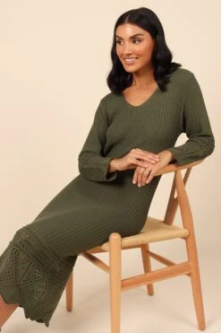 Maggie Crochet Midi Dress - Emerald