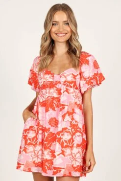 Maggie Mini Dress - Pink/Red Floral
