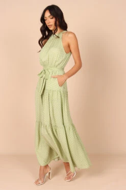 Makayla Halter Maxi Dress - Green Spot -Clothing Discount Shop petal and pup usa dresses makayla halter maxi dress green spot 32181961588913