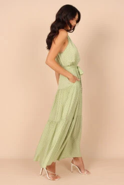 Makayla Halter Maxi Dress - Green Spot -Clothing Discount Shop petal and pup usa dresses makayla halter maxi dress green spot 32181961621681