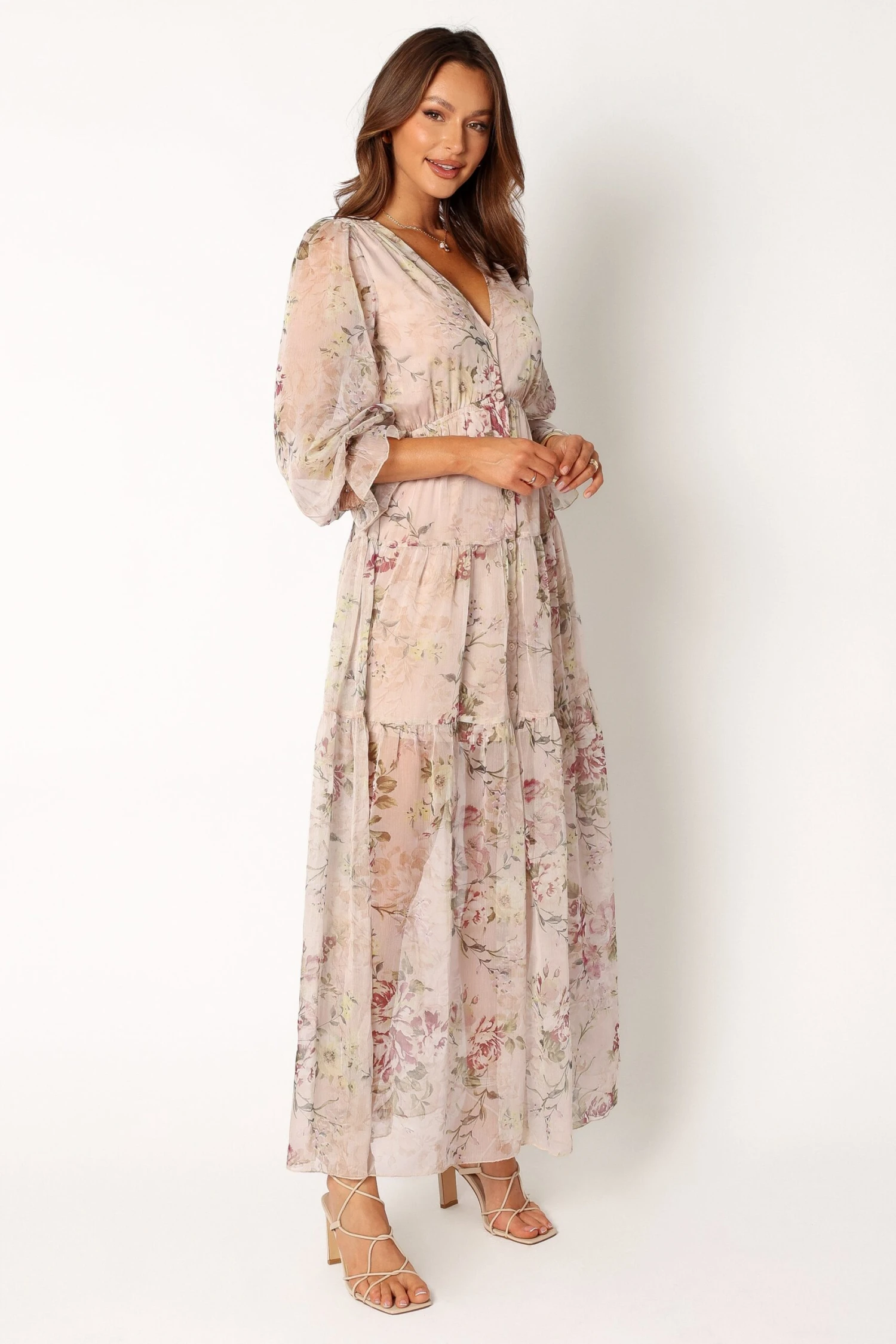 Maria Long Sleeve Maxi Dress - Cream 4 Maria Long Sleeve Maxi Dress - Cream - Image 2