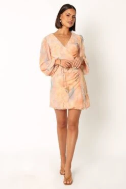 Marie Long Sleeve Mini Dress - Orange Floral 15 Marie Long Sleeve Mini Dress - Orange Floral -Clothing Discount Shop petal and pup usa dresses marie long sleeve mini dress orange floral 33987166634161