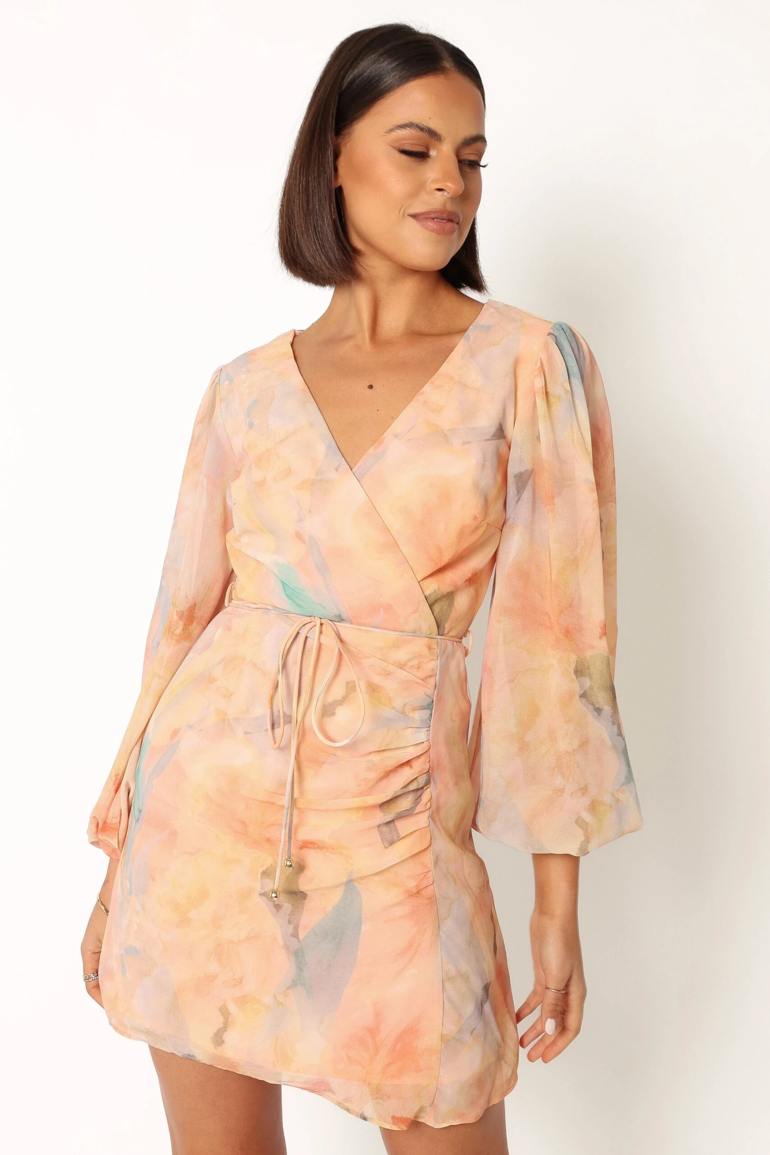 Marie Long Sleeve Mini Dress - Orange Floral 8 Marie Long Sleeve Mini Dress - Orange Floral - Image 6