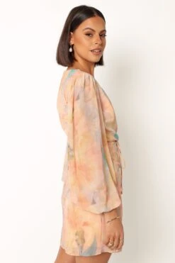 Marie Long Sleeve Mini Dress - Orange Floral 19 Marie Long Sleeve Mini Dress - Orange Floral -Clothing Discount Shop petal and pup usa dresses marie long sleeve mini dress orange floral 33987166798001