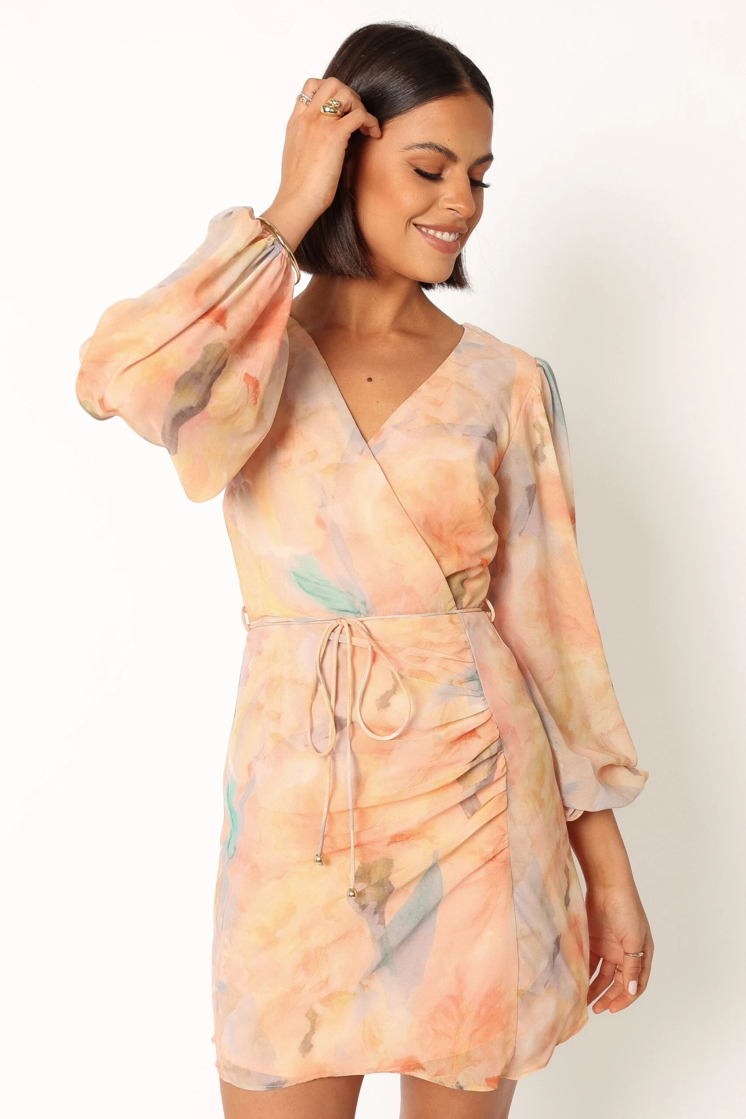 Marie Long Sleeve Mini Dress - Orange Floral 11 Marie Long Sleeve Mini Dress - Orange Floral - Image 9