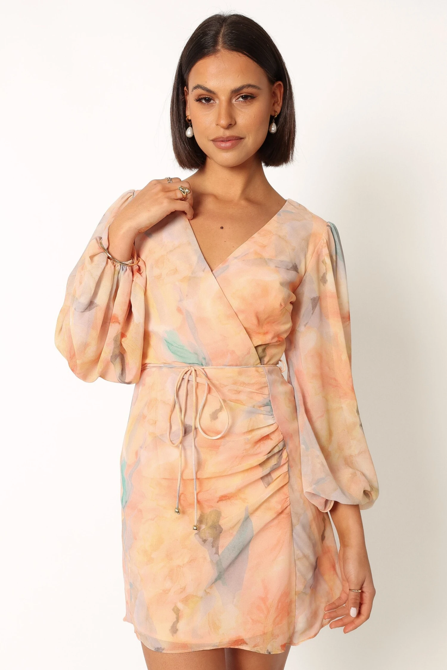 Marie Long Sleeve Mini Dress - Orange Floral 12 Marie Long Sleeve Mini Dress - Orange Floral - Image 10