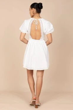 Mayde Tie Up Front Mini Dress - White 10 Mayde Tie Up Front Mini Dress - White -Clothing Discount Shop petal and pup usa dresses mayde tie up front mini dress white 32341312045233