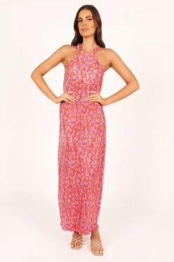 Melody Plisse Halter Maxi Dress - Hot Pink 12 Melody Plisse Halter Maxi Dress - Hot Pink -Clothing Discount Shop petal and pup usa dresses melody plisse halter maxi dress hot pink 33559100555441